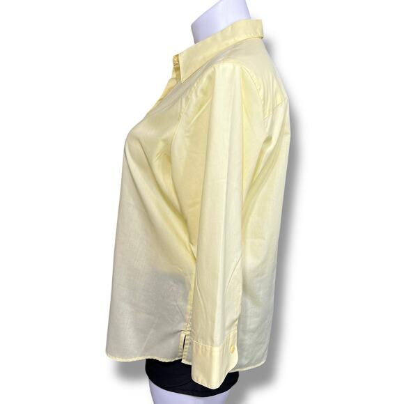 Foxcroft Womens Blouse Button Down Top Wrinkle Free Shaped Fit Collared Yellow - Picture 4 of 8